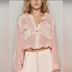 POL Pink Hooded Knit Top